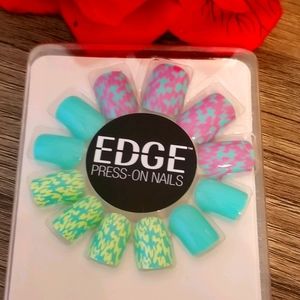 Neon Multi Color Press-On Nails with Designs New